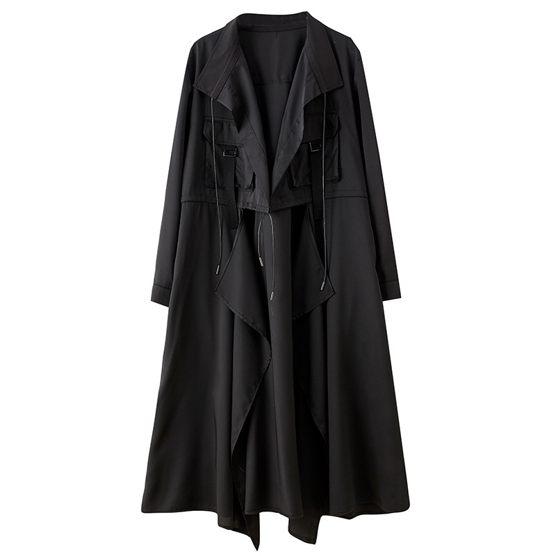 2023 Autumn New Solid Colour Unbuttoned Trench Coat