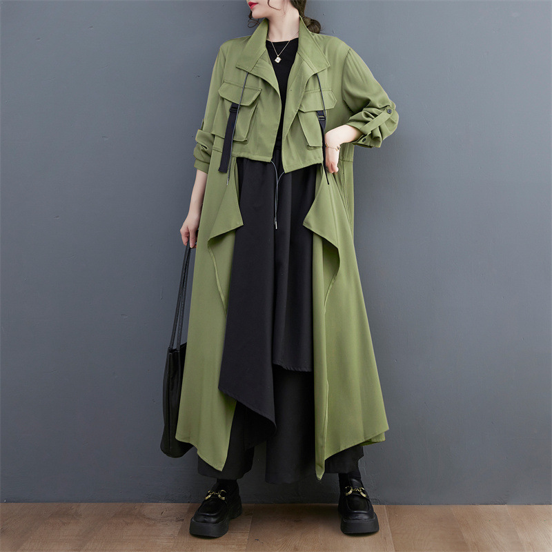 2023 Autumn New Solid Colour Unbuttoned Trench Coat