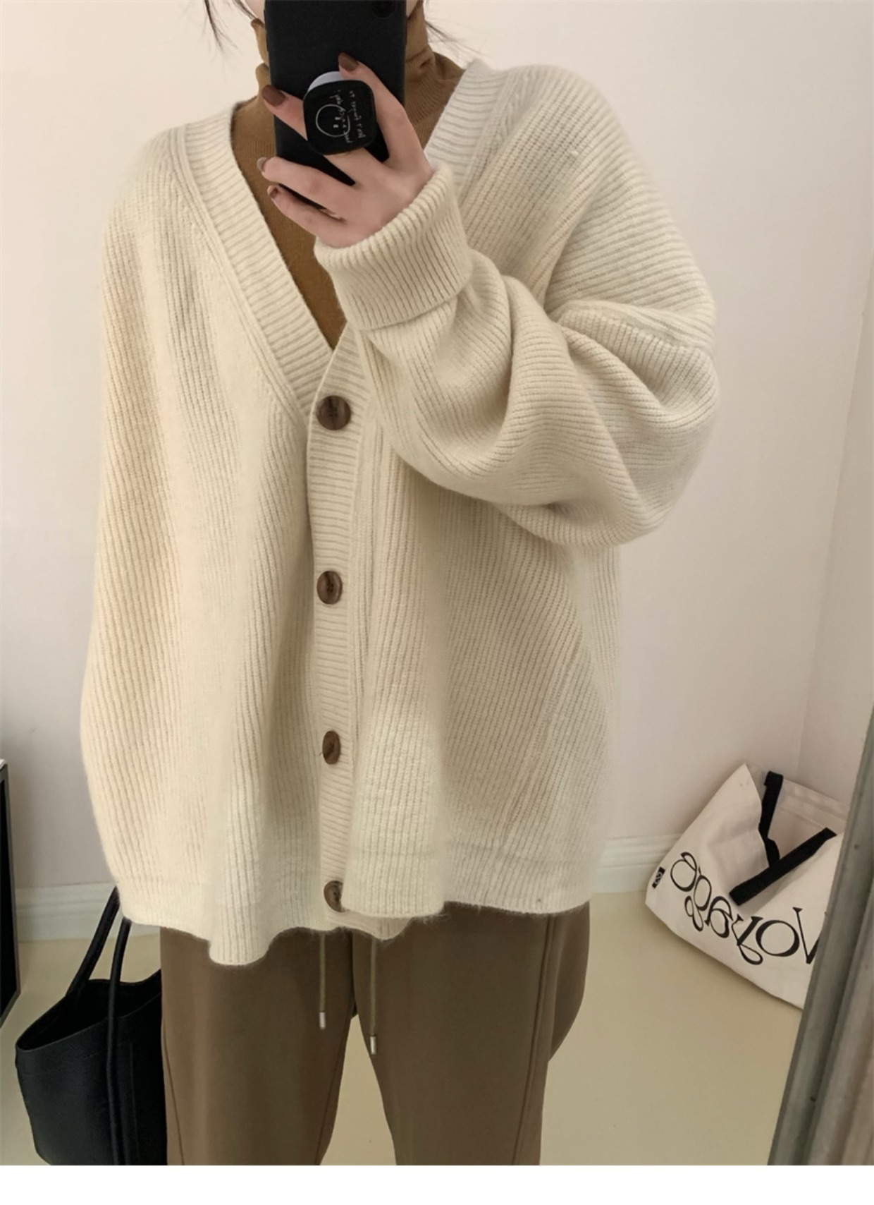Solid color simple casual sweater jacket