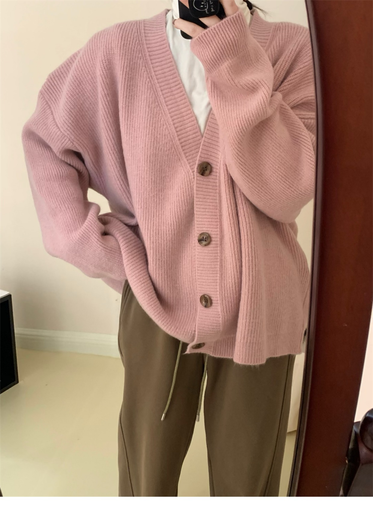 Solid color simple casual sweater jacket