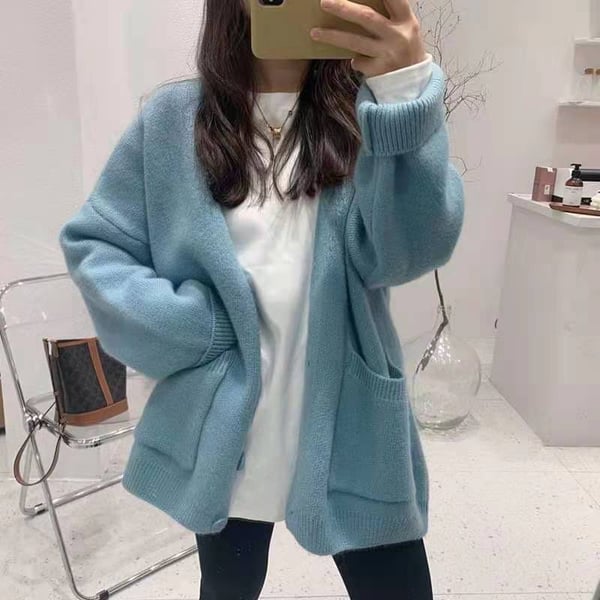 solid color knitted cardigan