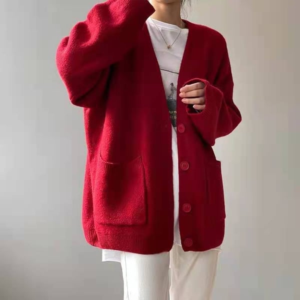 solid color knitted cardigan