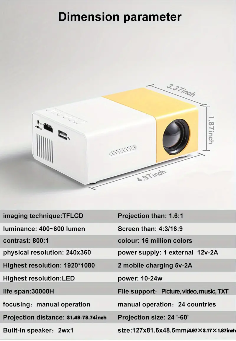 yg300 us home hd mini projector with hdmi usb and sd memory home theater enhances your movie tv and game experience suitable for outdoor camping drive projectors in home theaters details 6