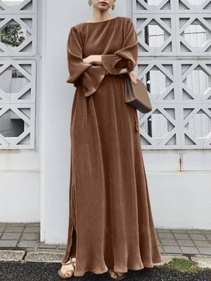 Solid Colour Vintage Elegant Long Dress