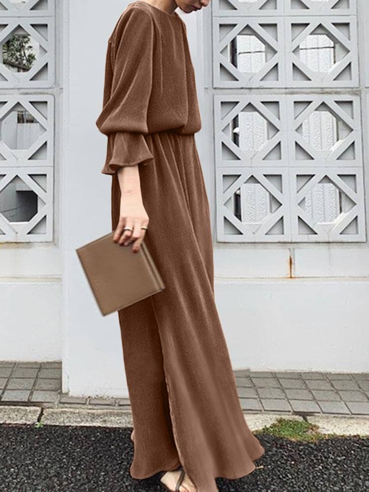Solid Colour Vintage Elegant Long Dress