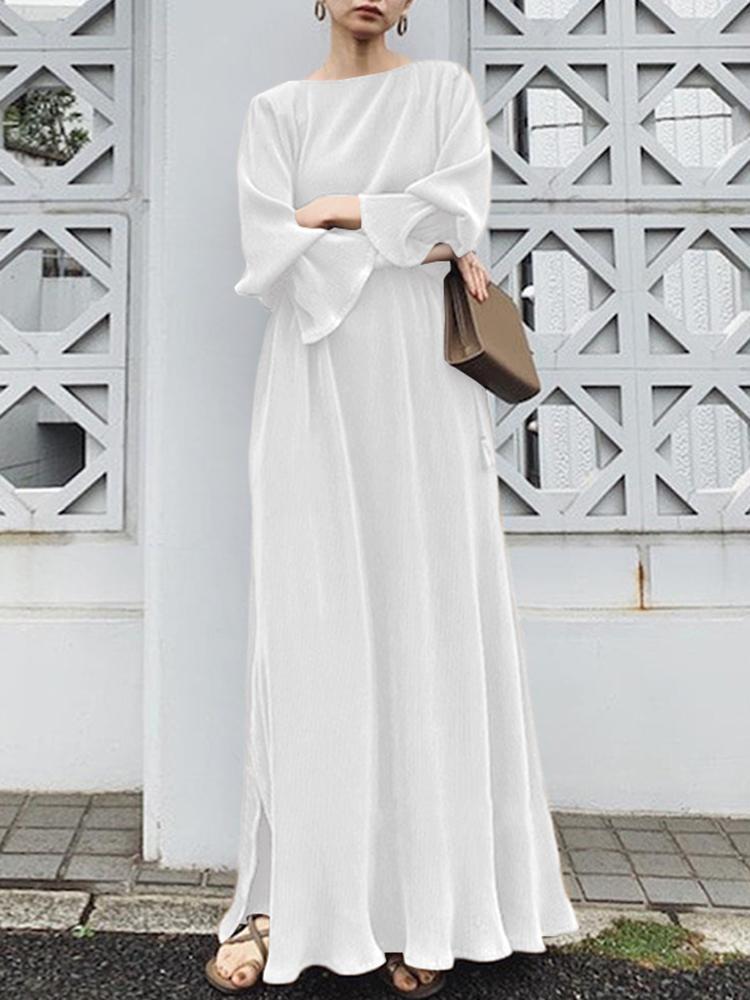 Solid Colour Vintage Elegant Long Dress