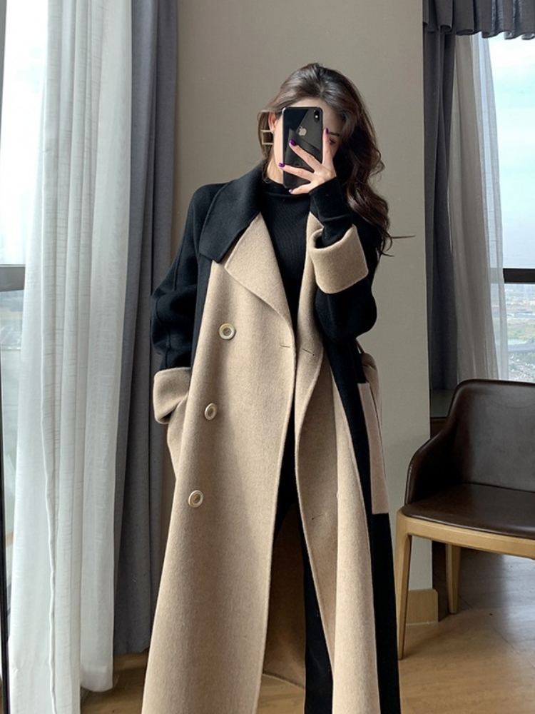 2023 New High-class Sense Of Color Collision Hepburn Style Tweed Coat