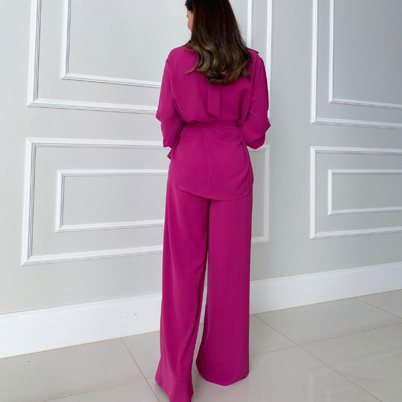 Stylish and casual solid color lantern sleeve suit