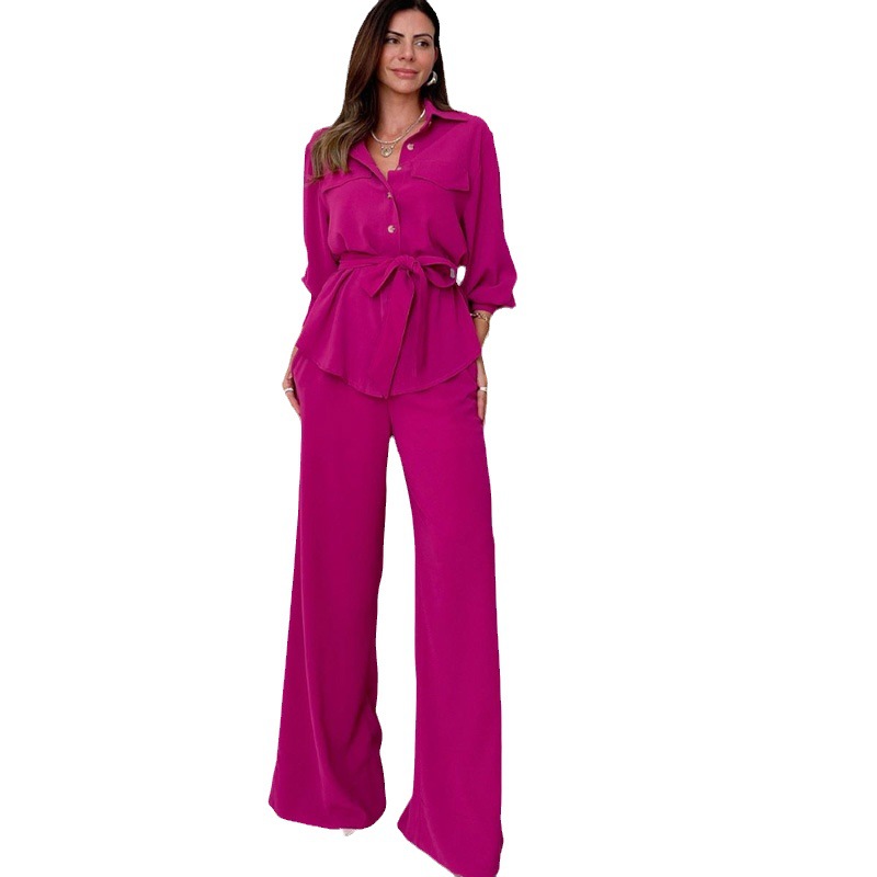 Stylish and casual solid color lantern sleeve suit