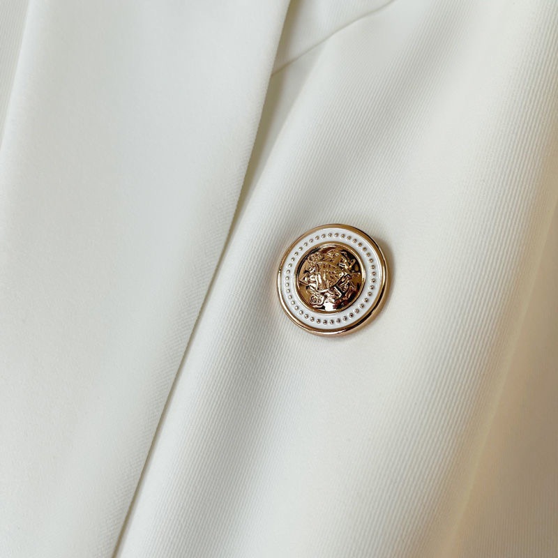 Double-breasted solid color long-sleeved suit