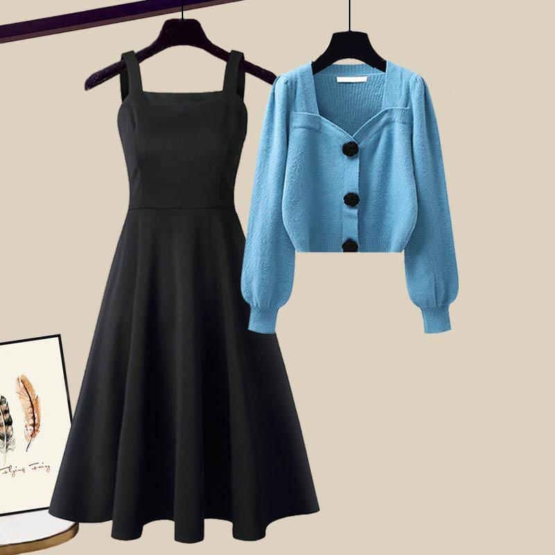 Two pieces of autumn temperament sweater and dress