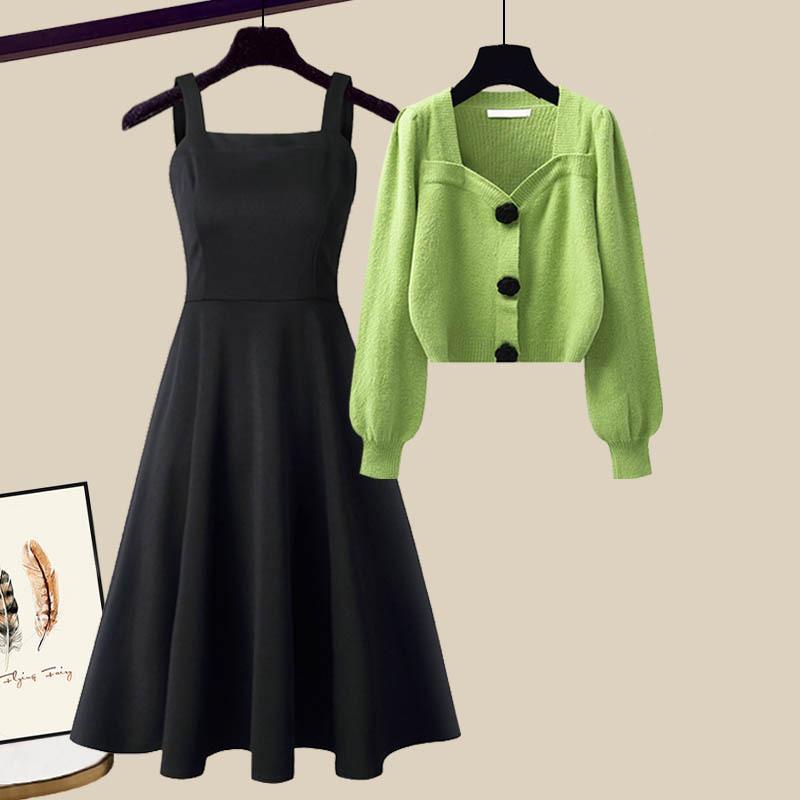 Two pieces of autumn temperament sweater and dress
