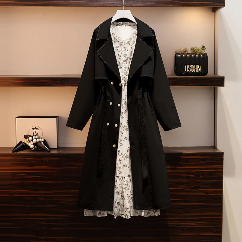 Windbreaker jacket floral dress two piece set