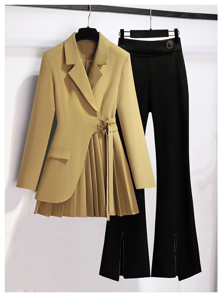 Fashionable Suit Jacket and Casual Pants Two-Piece Set