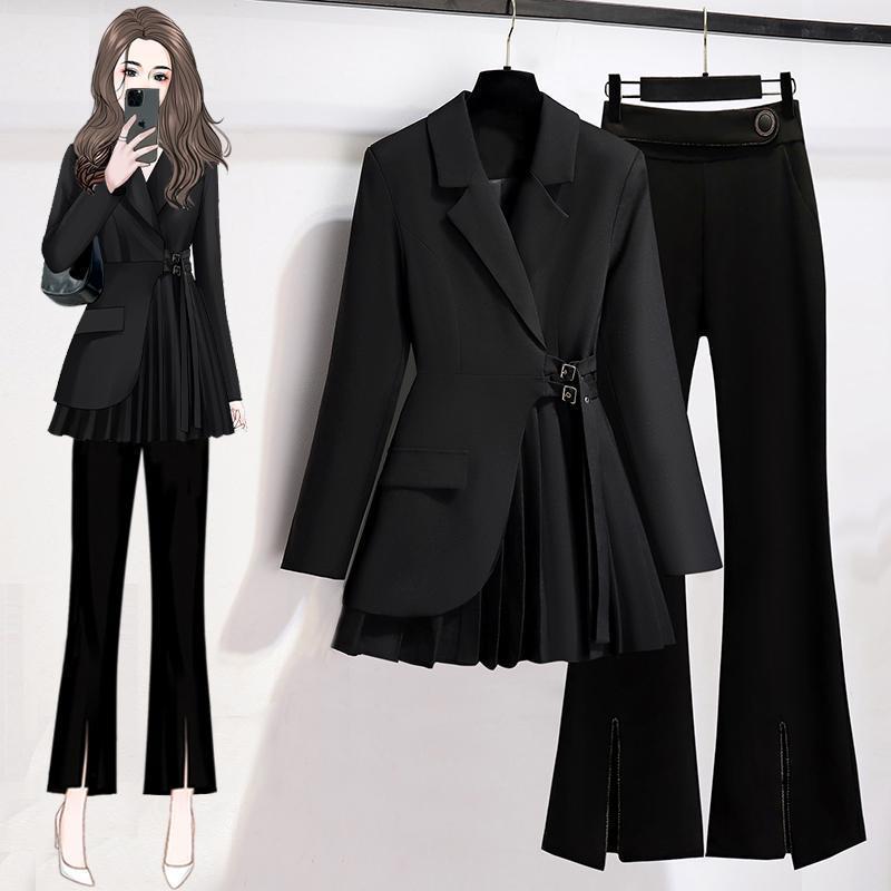 Fashionable Suit Jacket and Casual Pants Two-Piece Set