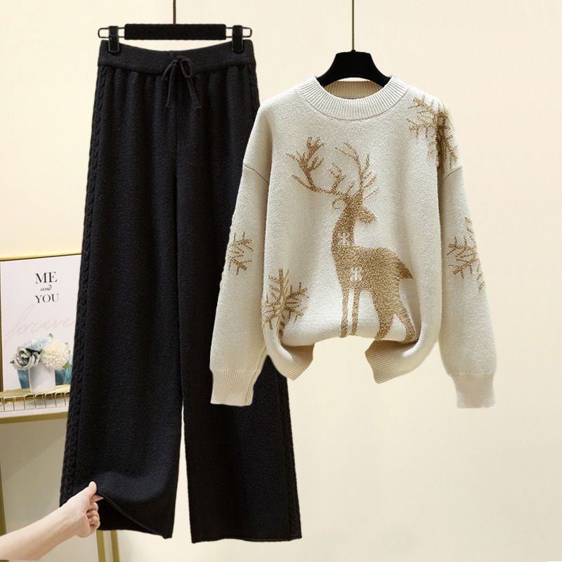 Pullover + High Waisted Wide Leg Pants Set