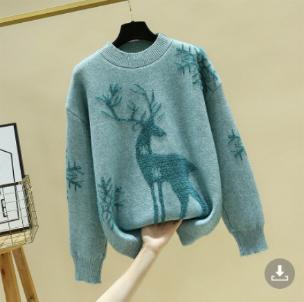 Round-neck deer sweater