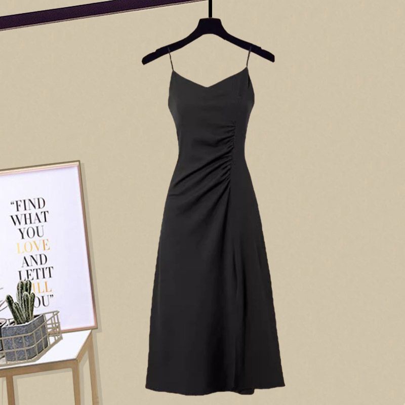 Wing pleated slip dress