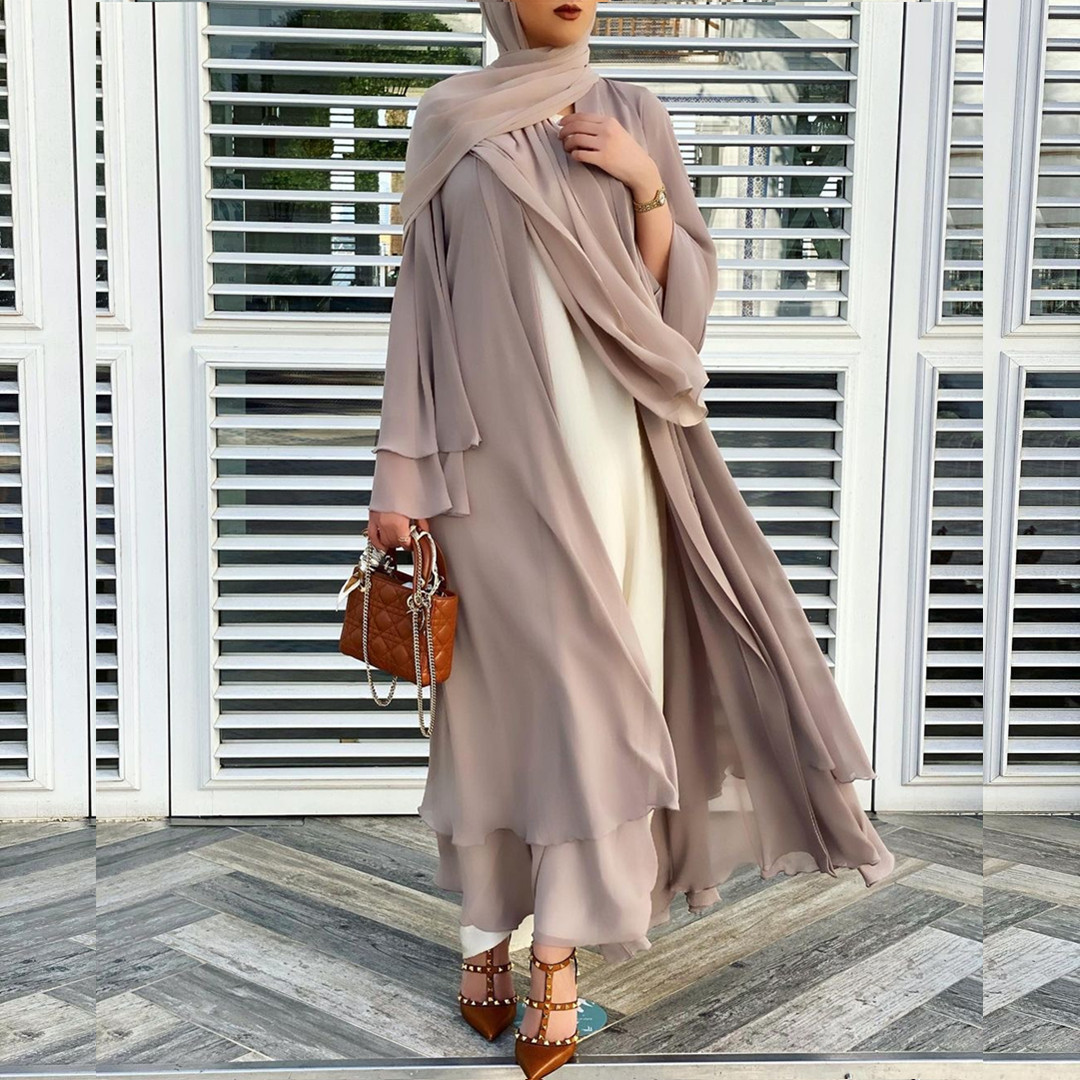 Chiffon dress and headscarf suit