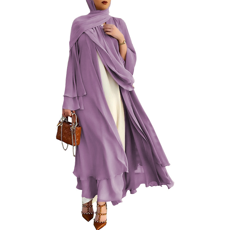 Chiffon dress and headscarf suit