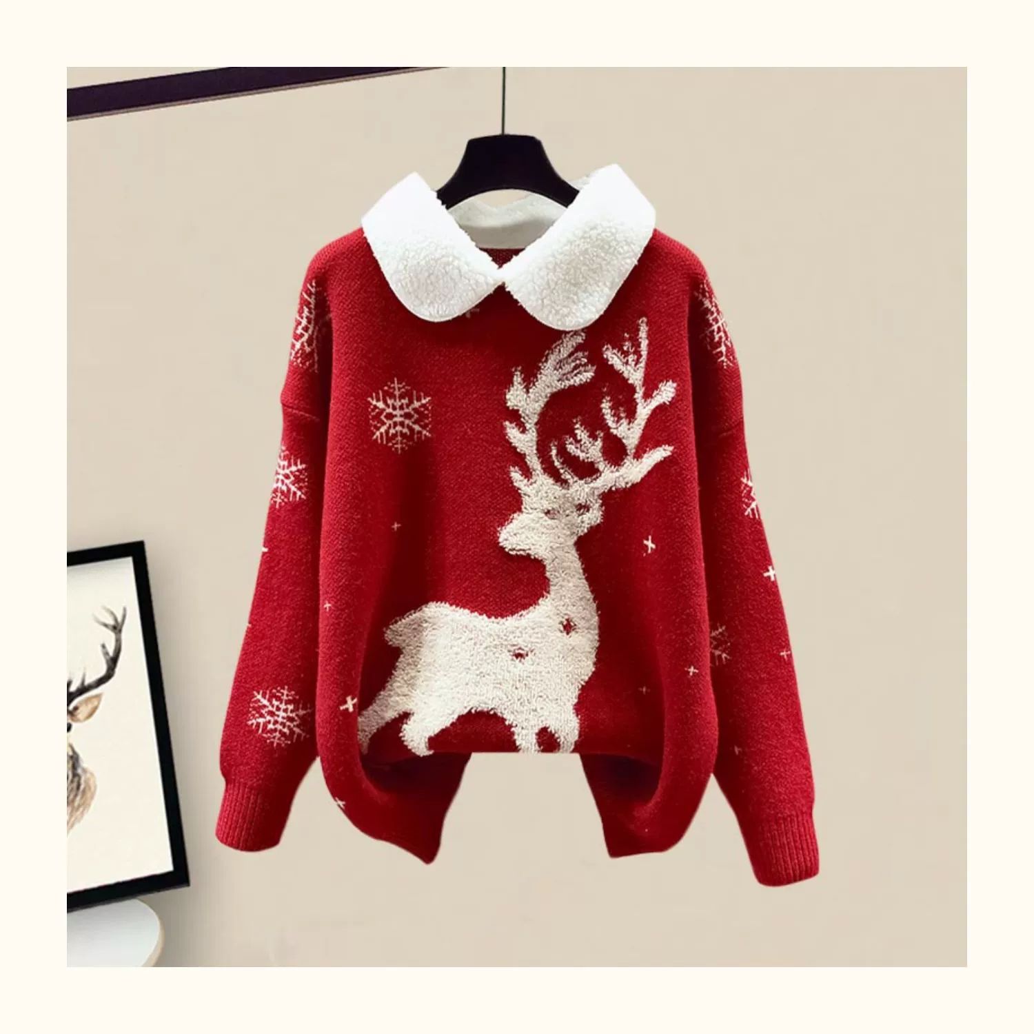 Retro Christmas Deer Sweater