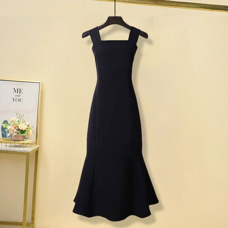 Fishtail dress with wide straps