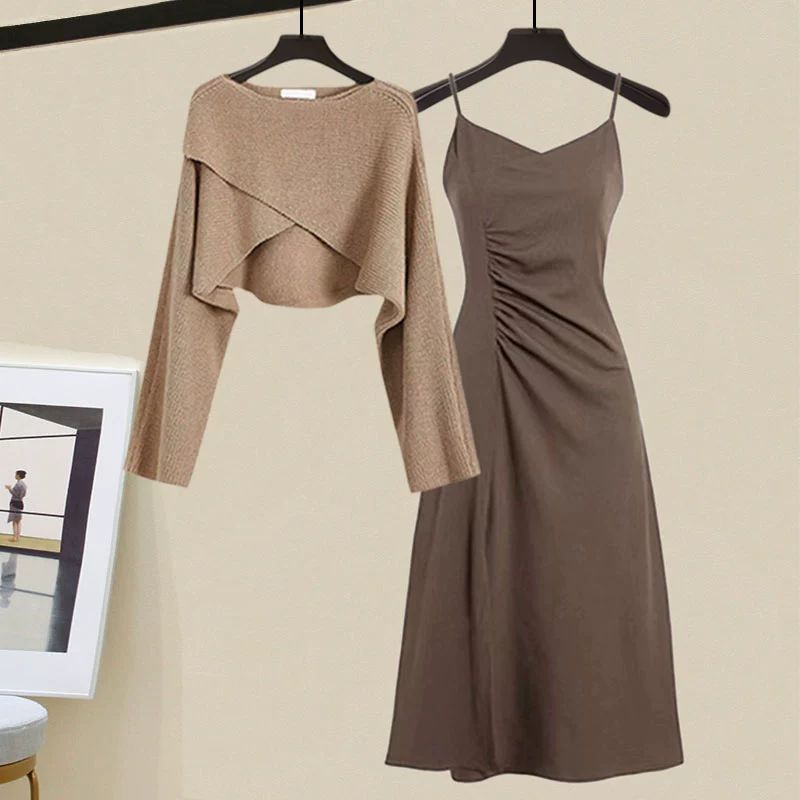 New Irregular Sweater Dress Two-piece Set