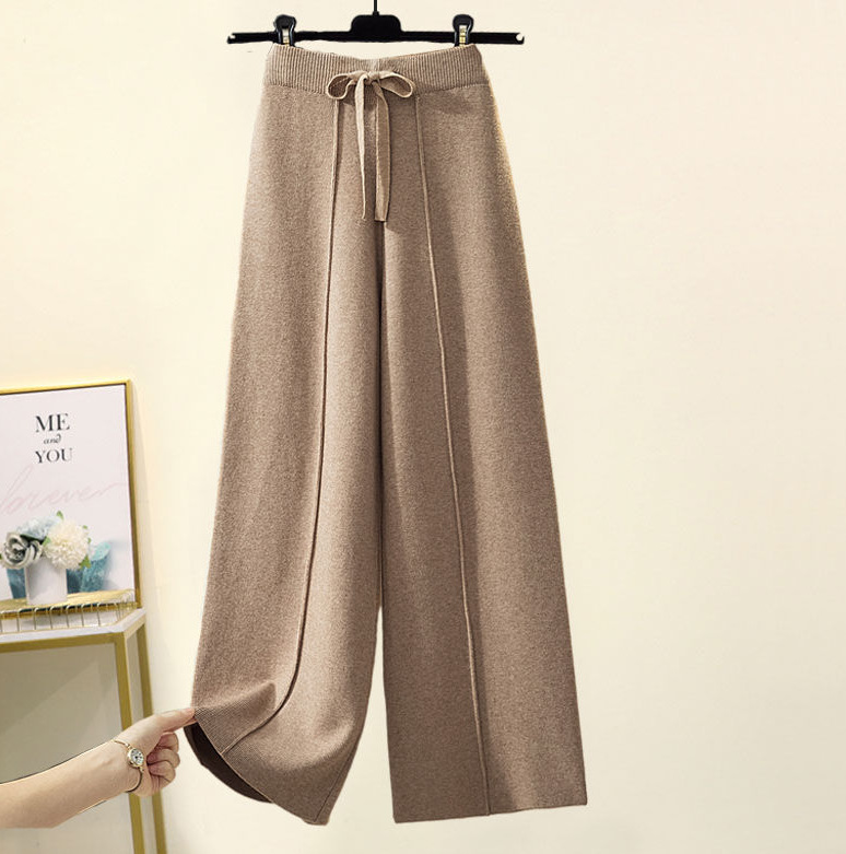 【pt】Knitted draped wide-leg pants