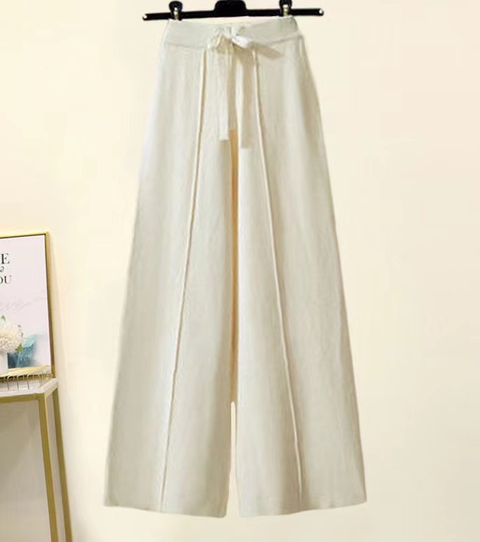 【pt】Knitted draped wide-leg pants