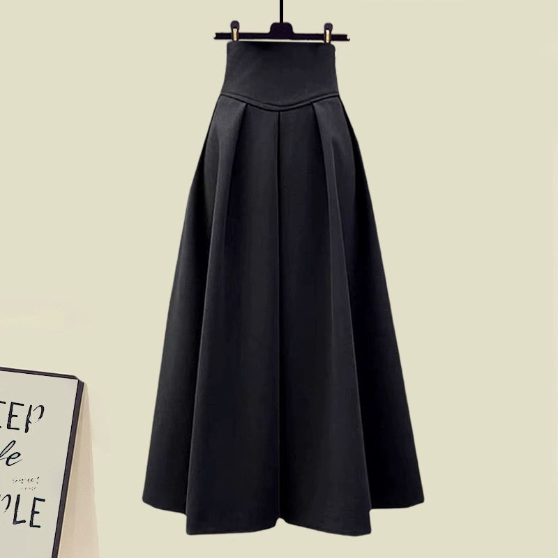 Solid color flared midi skirt