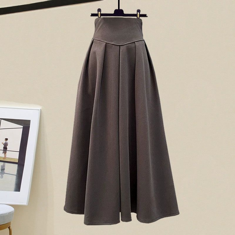 Solid color flared midi skirt