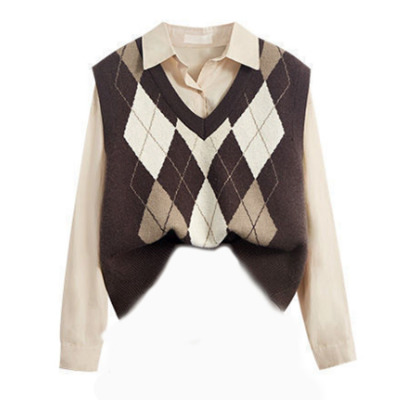 Two-piece ling knitted vest and shirt