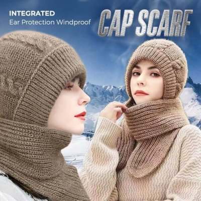 All-match knitted windproof scarf hat