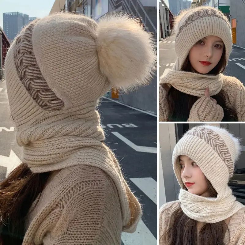 Winter Versatile Knitted Scarf Hat
