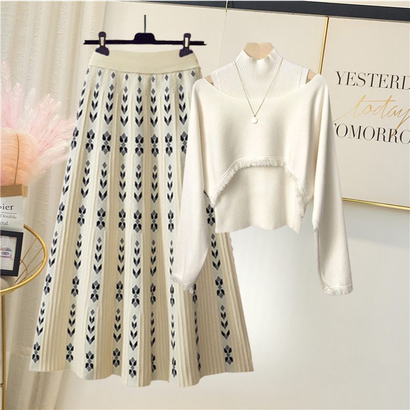 Tassel Top + Knit Skirt 2 PC Set
