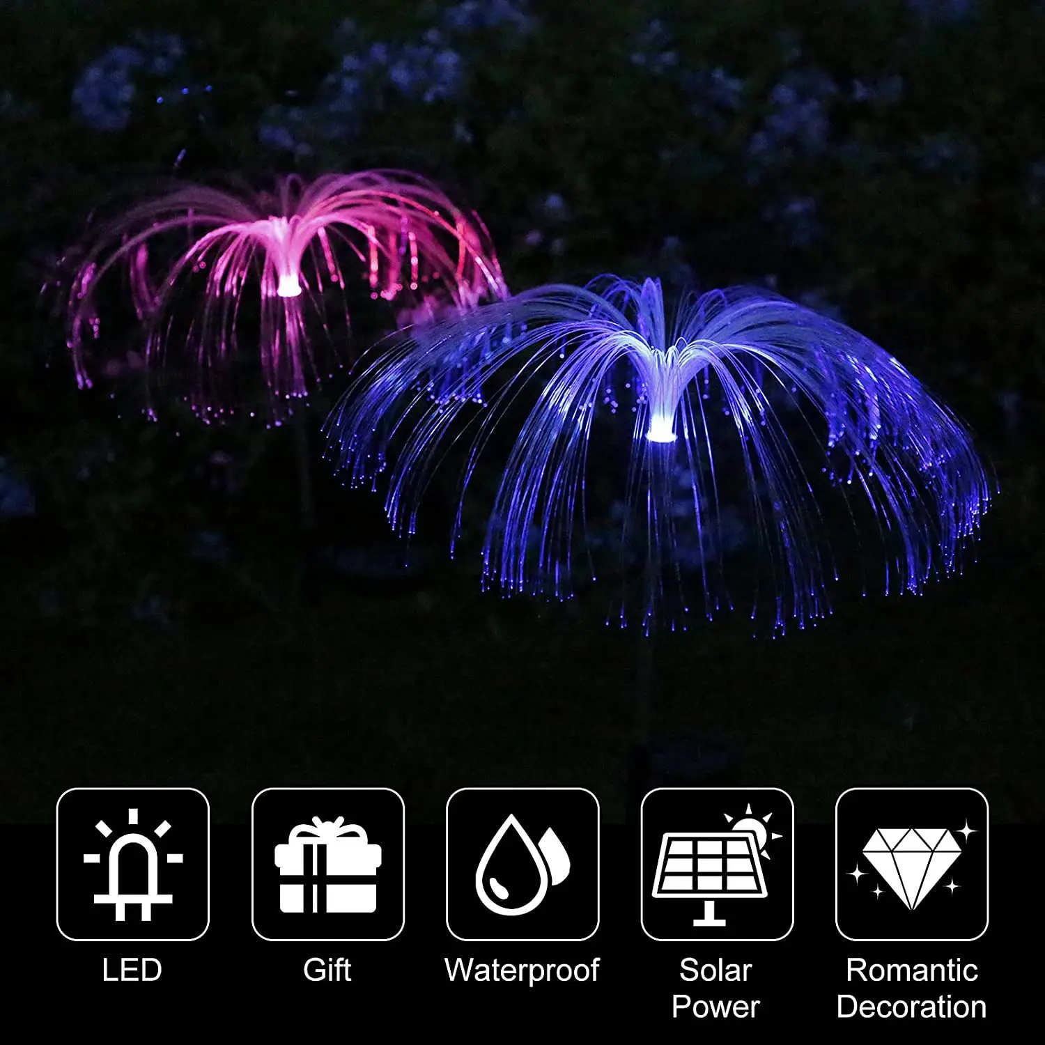 8pcs--Solar waterproof flower lights