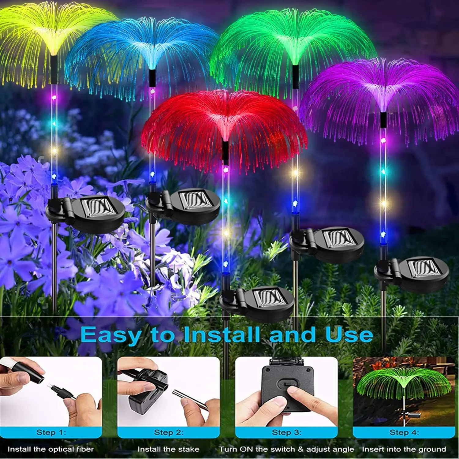 8pcs--Solar waterproof flower lights