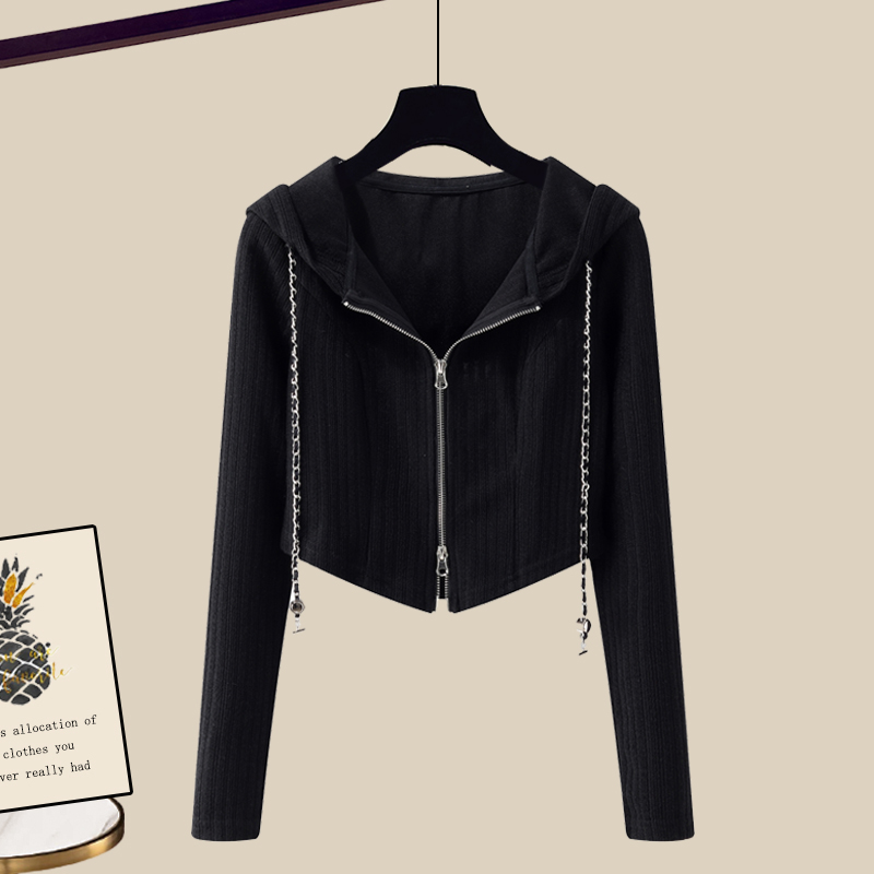 Cropped hooded sweatshirt