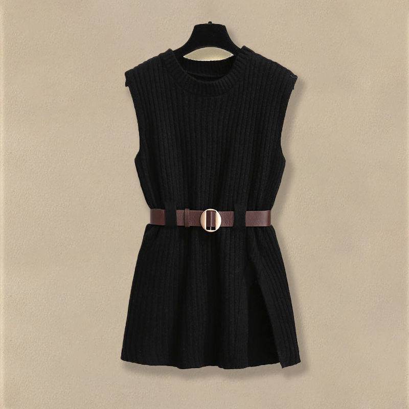 Sleeveless waistcoat knit top