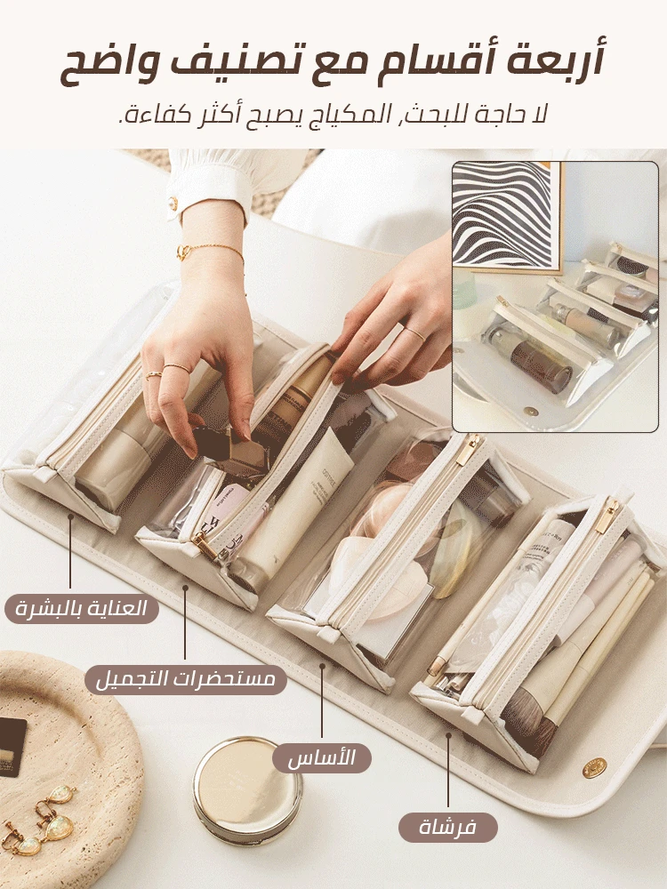 4-in-1 detachable folding cosmetic bag