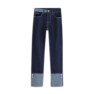 Patchwork high-waisted straight-leg pants
