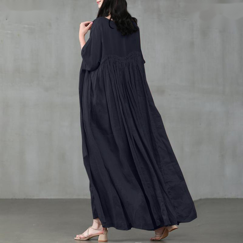 Solid Color Patchwork Maxi Dress