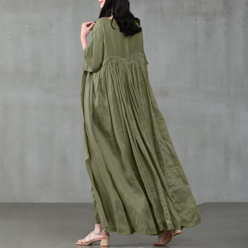 Solid Color Patchwork Maxi Dress