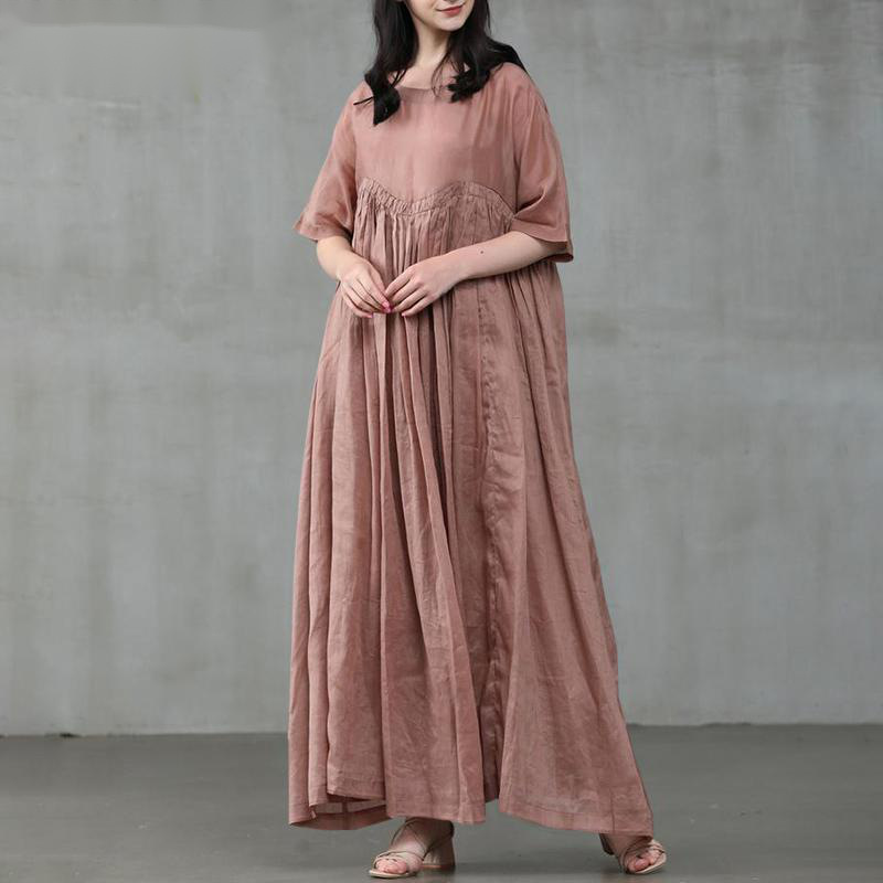 Solid Color Patchwork Maxi Dress