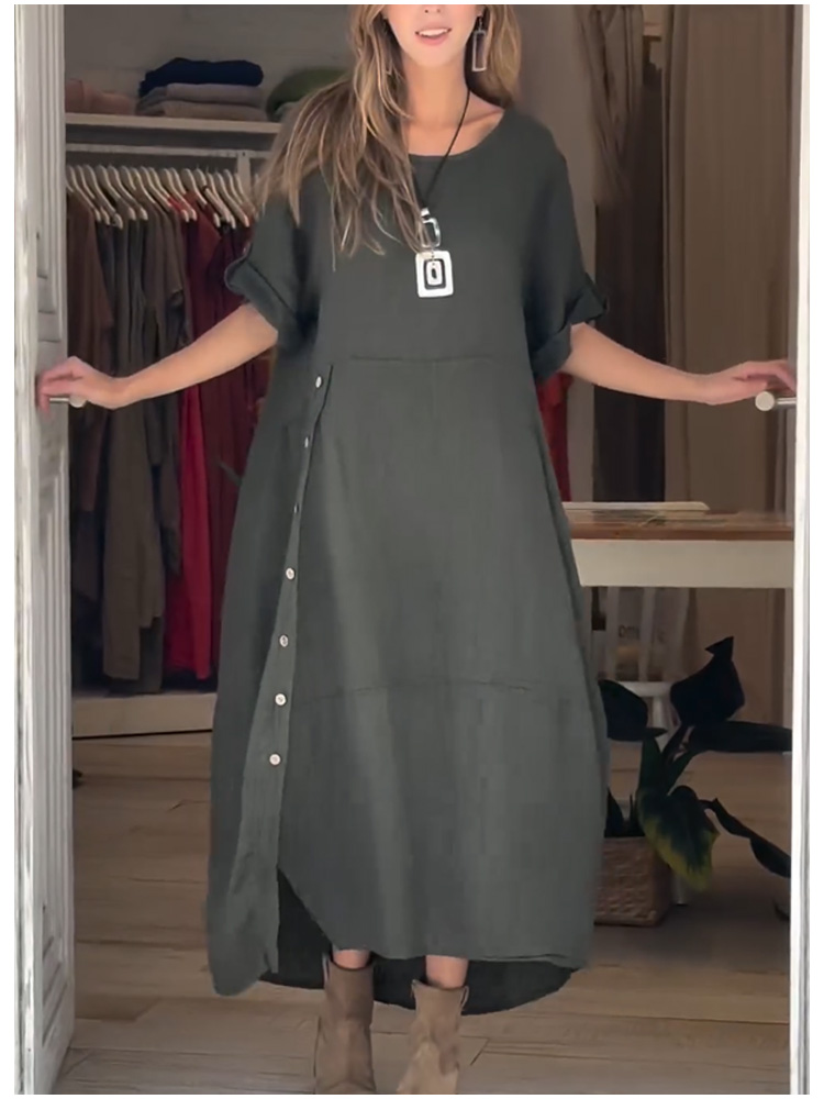 Cotton and linen loose long dress