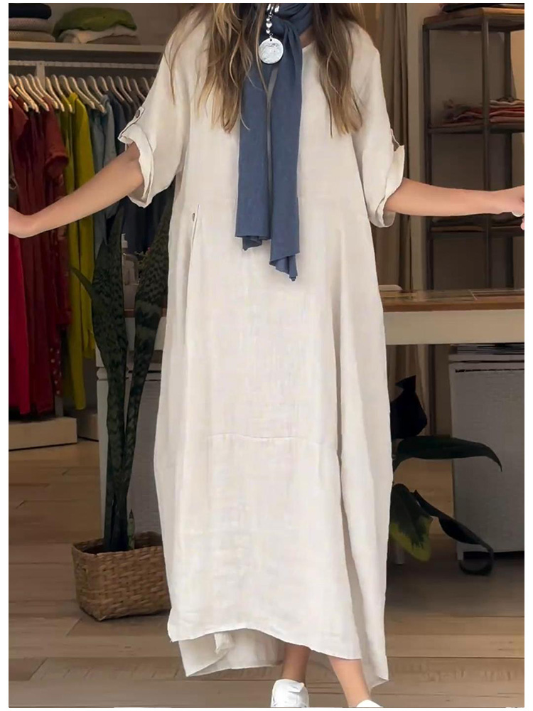 Cotton and linen loose long dress