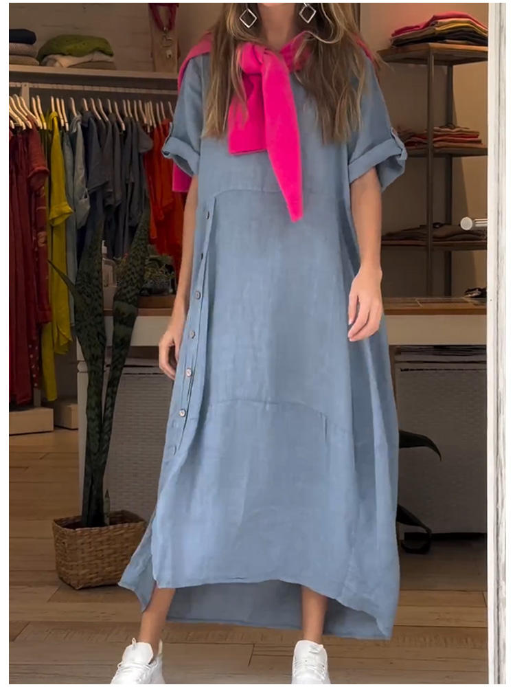 Cotton and linen loose long dress