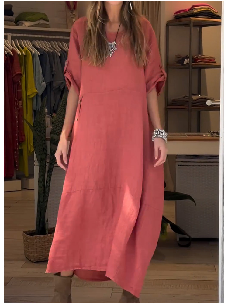 Cotton and linen loose long dress