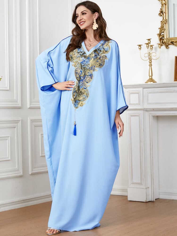 Women's Solid Color Embroidered Kaftan