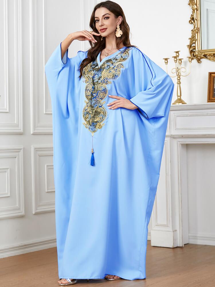 Women's Solid Color Embroidered Kaftan